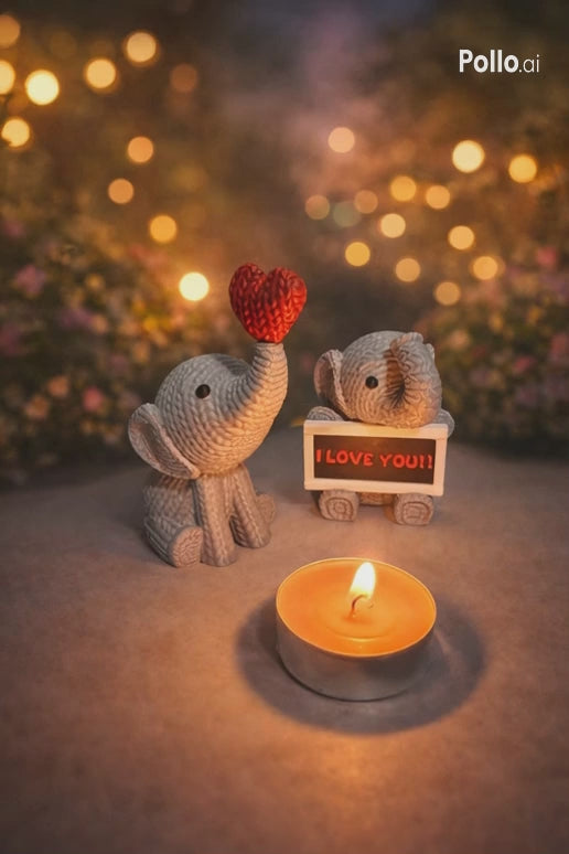 İkili Fil Seti – Kalpli &amp; Kişiye Özel